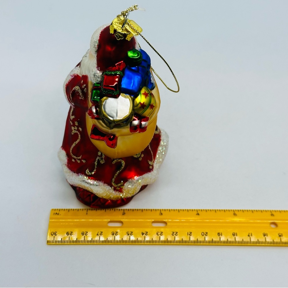 Vintage 2002 PartyLite Father Christmas Santa Claus Glass Ornament 6" Tall Bear - Picture 11 of 11